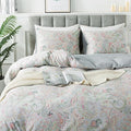 HoneiLife Wildflower Duvet Cover Queen - 100% Cotton Comforter Cover Sets, 3-PC Comfortable Floral Duvet Cover Sets,Soft & Breathable Duvet Cover with Zipper Closure & Corner Ties, Paisley
