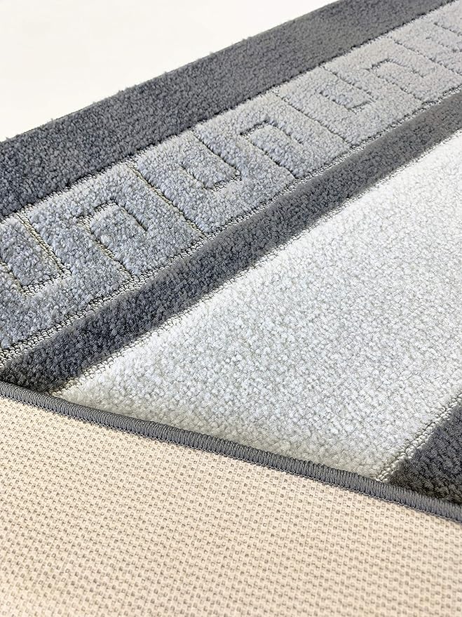 Custom Length Cut to Size Ancient Latin Hellenic Motif Carpet Runner Rug for Hallways, Non Slip Rubber Backed, 31 inch Wide X Customized Length, Greek Key Grey, 31 inch X 8 feet