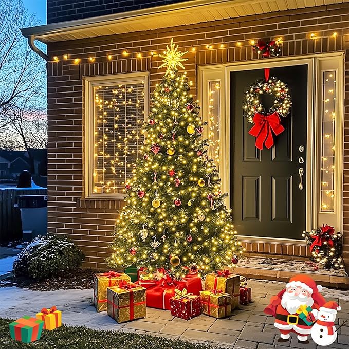 JMEXSUSS 250 LED Warm White Christmas Lights Outdoor Waterproof - 91.5ft Twinkle String Lights Indoor Plug in with 8 Modes for Bedroom Wedding Party Tree Garden Patio Decorations