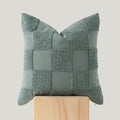 Double Stitch Checkered Throw Pillow Covers - 100% Cotton Tufted Boho Decorative Pillow Covers 20x20, Made in India, Square Cushion Case, Modern Home Decor for Couch, Sofa, Living Room, Chinois Green