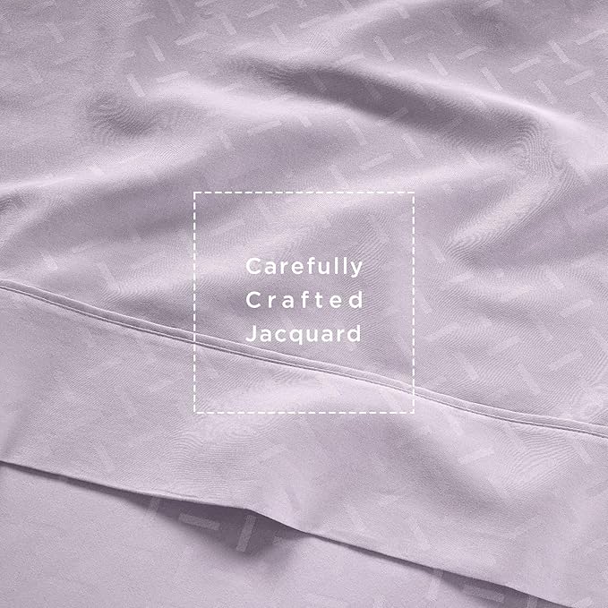 Threadmill Cotton Twin XL Sheet Set | 100% Cotton Sheets for Twin XL Size Bed | Damask Jacquard Sateen Twin XL Bed Sheets Set with 16” Deep Pocket | Soft Breathable 3-Piece Cooling Sheet Set | Lilac