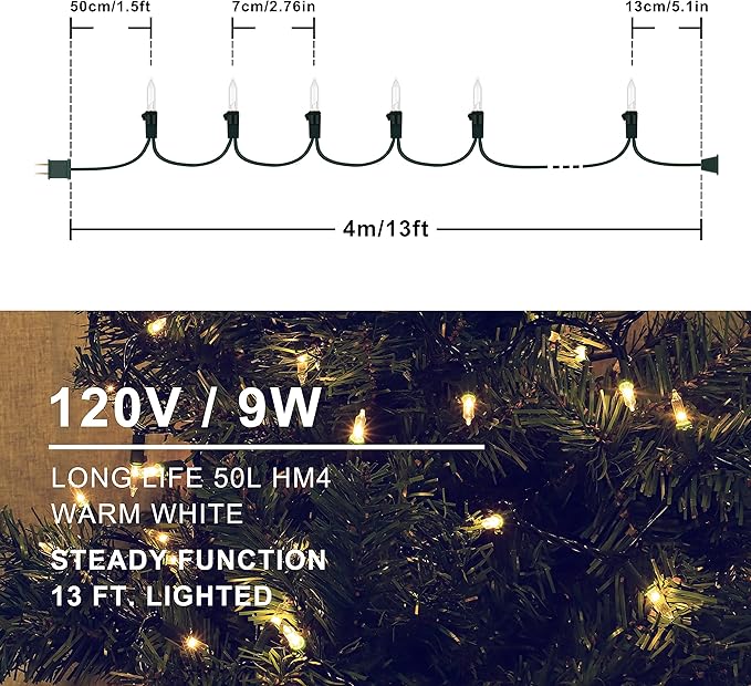 woohaha Outdoor Christmas Lights,120V UL Certified 2 Pack 13ft 50 Mini String Lights Connectable, Waterproof Fairy Lights for Garden Xmas Tree Wedding Wreath Party Decoration (Warmwhite 2 pcs)