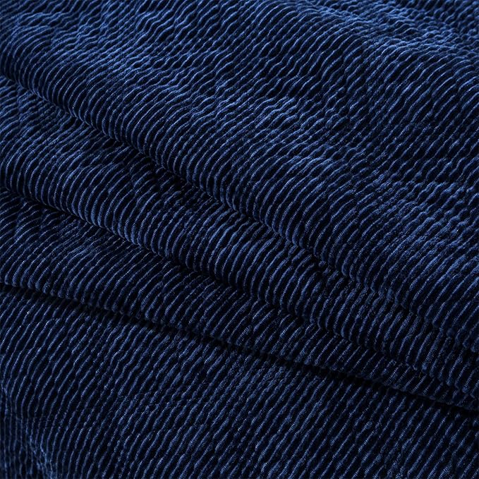 HoneiLife King Quilt Bedding Set - 3 Pieces Corduroy Quilt Sets Double Faced Velvet Bedspreads Super Soft Coverlets Reversible Bed Cover Autumn & Winter Bedding Set All Season Quilts-Navy Blue
