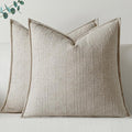 a moment Linen Pillow Covers Set of 2,Boho Farmhouse Throw Pillowcases Neutral Textured Decorative Covers for Couch Sofa, Soft Linen Blend Accent Case Cushion Living Room Home Decor 26"x26"Khaki