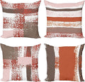 Ambesonne Grunge Throw Pillow Cushion Case Pack of 4, Abstract Design Simplistic Minimal Stripes Brushstrokes Contemporary, Modern Accent Double-Sided Digital Printing, 18", Taupe Paprika and Rose
