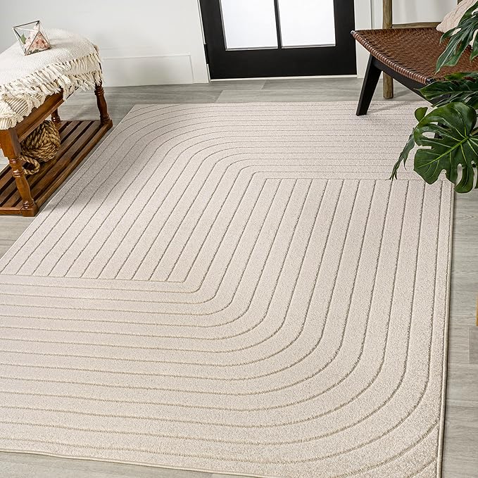 Eyely NCS101A-14 Scandinavian Odense Minimalist Angle Geometric Indoor Rug, Pet Friendly, Non-Shedding, Stain Resistant, Easy-Cleaning, Ivory/Cream, 10 ft. x 14 ft., Indoor/Outdoor, Area Rug
