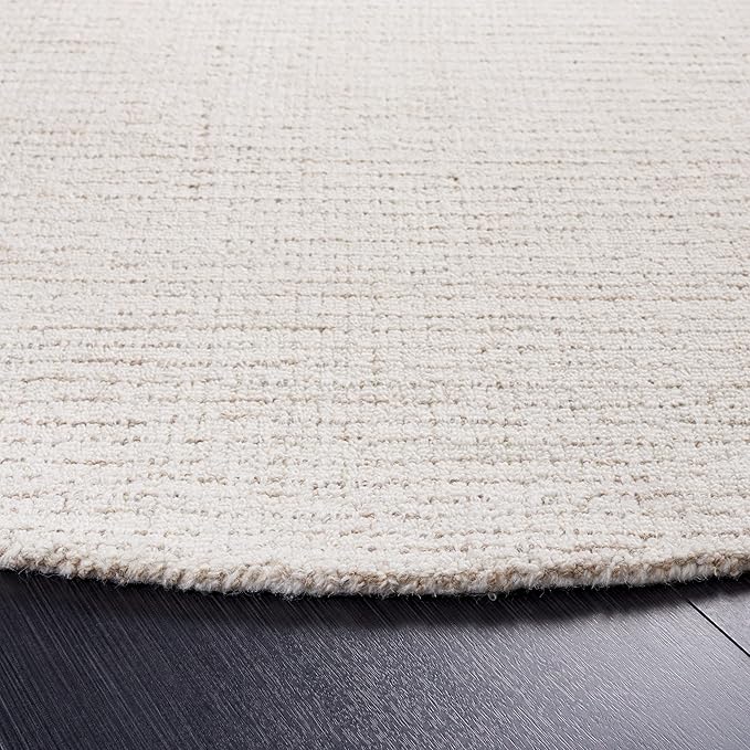 SAFAVIEH Abstract Collection Area Rug - 4' Round, Ivory & Beige, Handmade Wool, Ideal for High Traffic Areas in Living Room, Bedroom (ABT468E)