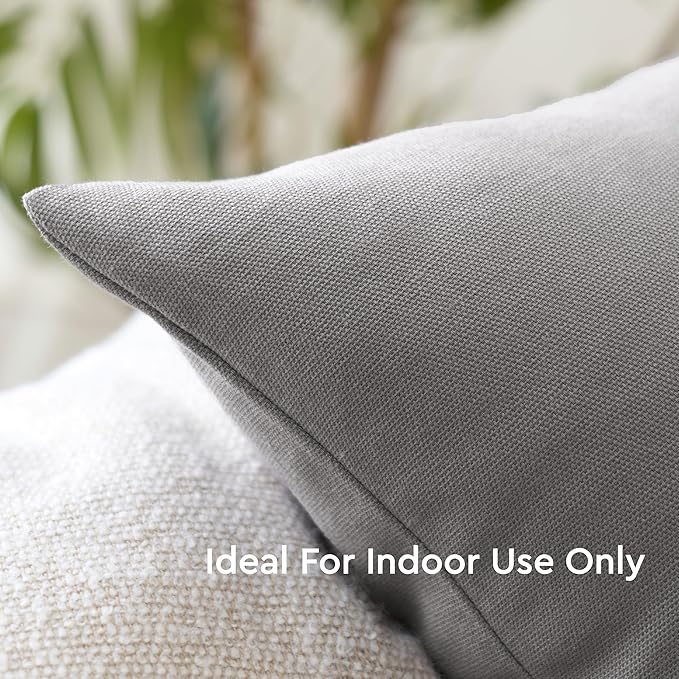Encasa XO Throw Pillow Covers 22x22 in Set of 2 Grey | No Inserts | Cotton Pillow Covers for Living Room, Bed, Sofa, Couch | Decorative Cushion Covers with Improved Zippers