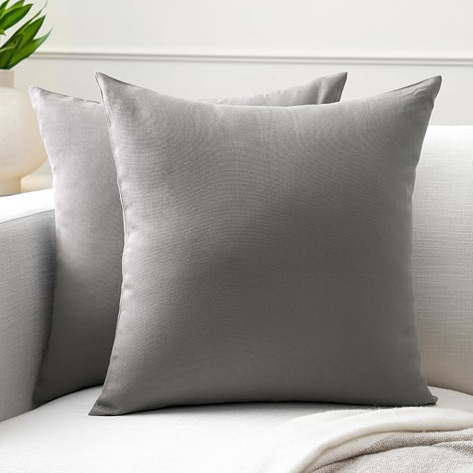 Encasa XO Throw Pillow Covers 22x22 in Set of 2 Grey | No Inserts | Cotton Pillow Covers for Living Room, Bed, Sofa, Couch | Decorative Cushion Covers with Improved Zippers