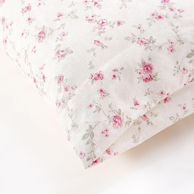 Modern Threads 4-Piece Ultra Soft Microfiber Bed Sheets Set, Wrinkle Free Sheets with Deep Pockets Fitted Sheet, Flat Sheet & Pillowcases, Lightweight Breathable Bedding, Floral Rose, Full