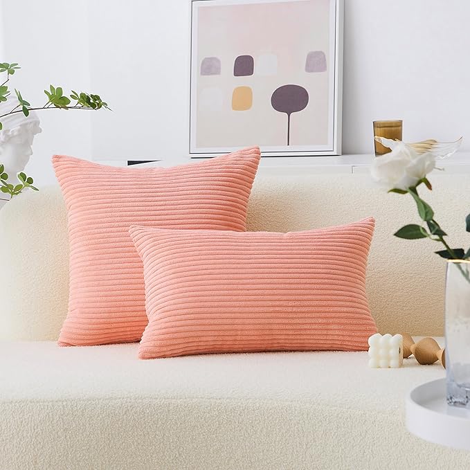 Home Brilliant Pink Euro Sham 26 x 26 Pillow Cover Large Square Pillow Case for Patio Couch Bench Girl's Room, 26x26 inch, Coral
