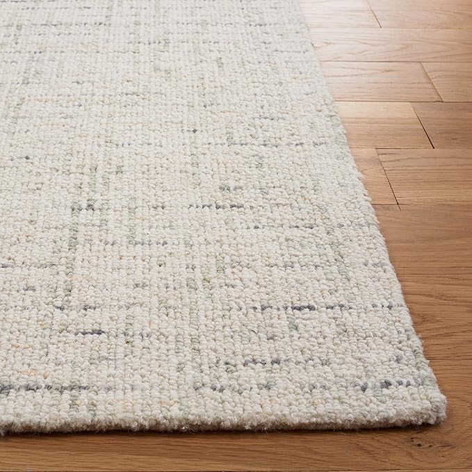 SAFAVIEH Abstract Collection Area Rug - 4' Square, Ivory & Light Grey, Handmade Wool, Ideal for High Traffic Areas in Living Room, Bedroom (ABT468K)