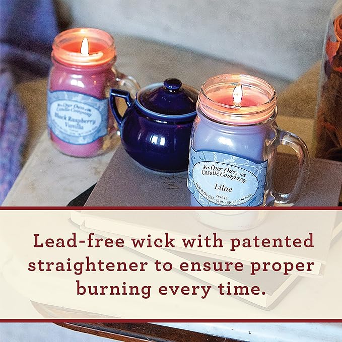 Our Own Candle Company, Cozy by The Fire Scented Mason Jar Candle, 100 Hour Burn Time,13 Ounces