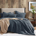 Geniospin King Size Comforter Set- 7 Piece Navy Blue Textured King Bedding Set, Soft Solid Bed in a Bag for All Season, King Comforter Set with Sheets(Navy Blue,102''x90'')