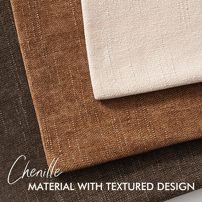 Woaboy Set of 2 Textured Throw Pillow Covers Decorative Soft Accent Square Chenille Pillowcases Neutral Farmhouse Modern Home Decor for Couch Sofa Bedroom Living Room 20x20 Inch,Brown Chocolate