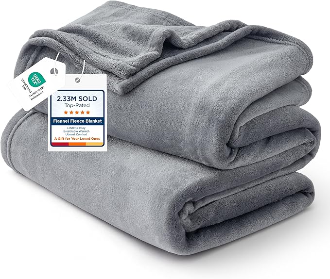 Bedsure GentleSoft Fleece Bed Blankets Queen Size Grey - Soft Lightweight Fuzzy Cozy Luxury Fall Blanket Microfiber, Room Home Decor Christmas Decorations Gifts for Women and Men, 90x90 inches