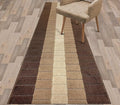 Custom Size Modern Geometric Pattern Carpet Runner Rug for Hallways, Slip Resistant Latex Rubber Backed, 31 inch Wide X Customized Length, Squares Brown, 31 inch X 40 feet