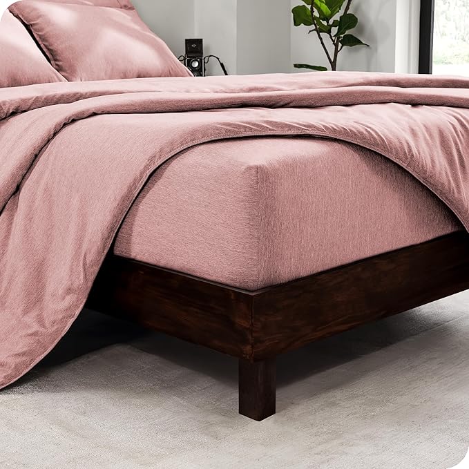 Bare Home Bed-in-A-Bag 7 Piece Comforter & Sheet Set - California King - Goose Down Alternative - Ultra-Soft 1800 Premium Bedding Set - Cationic (Cal King, Heathered Rosewood)