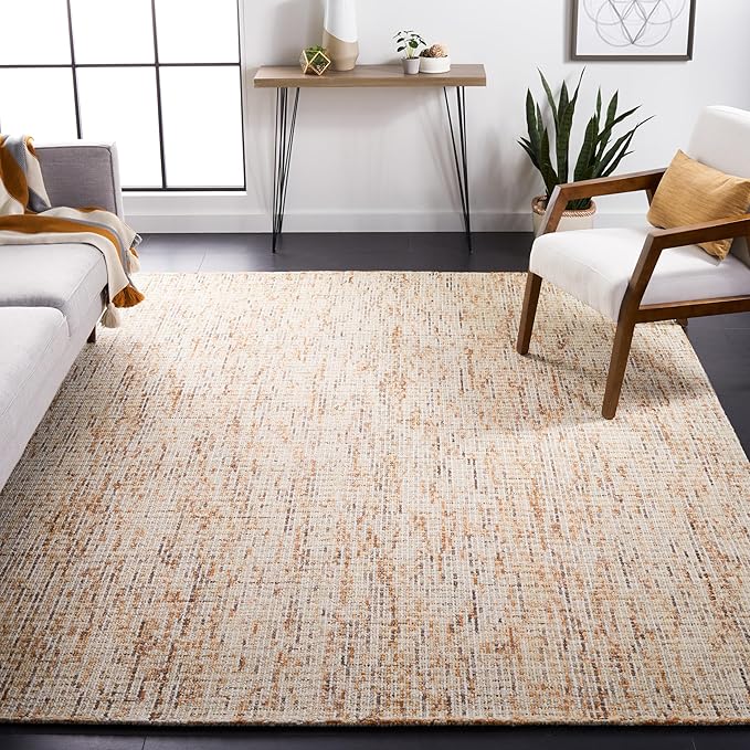 SAFAVIEH Abstract Collection X-Large Area Rug - 11' x 15', Gold & Blue, Handmade Wool, Ideal for High Traffic Areas in Living Room, Bedroom (ABT468D)