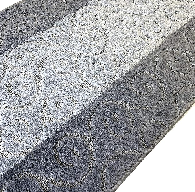 Custom Size Modern Runner Rug Carpet for Hallway Entryway Foyer Kitchen, Slip Resistant Latex Rubber Backed 31 inch Wide X Customized Length, Scroll Grey, 31 inch X 8 feet