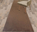Custom Size Modern Geometric Pattern Carpet Runner Rug for Hallways, Slip Resistant Latex Rubber Backed, 31 inch Wide X Customized Length, Circles Brown, 31 inch X 15 feet