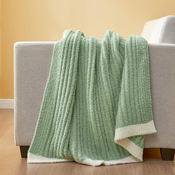 Snuggle Sac Queen Size Blanket for Bed, Soft Luxurious Bedding Blankets, Large Fuzzy Plush Microfiber Blankets, Sage Green, 90x90 inches