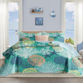 Tritard 3 Piece Coastal Quilt Sets King Size - Reversible Microfiber Quilts with 2 Shams Soft Lightweight Beach Bedding Nautical Bedspread Coverlet Summer Comforter Set for All Season, 106''x96'', C3
