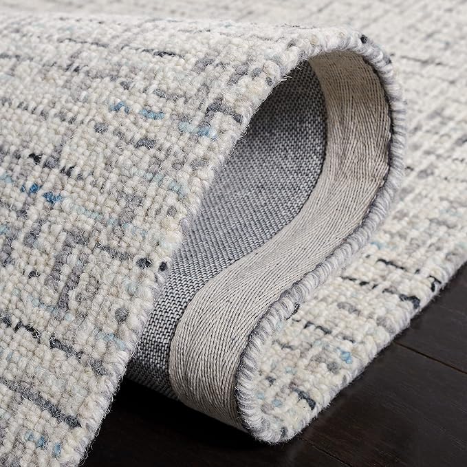 SAFAVIEH Abstract Collection Runner Rug - 2'3" x 8', Grey & Ivory, Handmade Wool, Ideal for High Traffic Areas in Living Room, Bedroom (ABT468J)