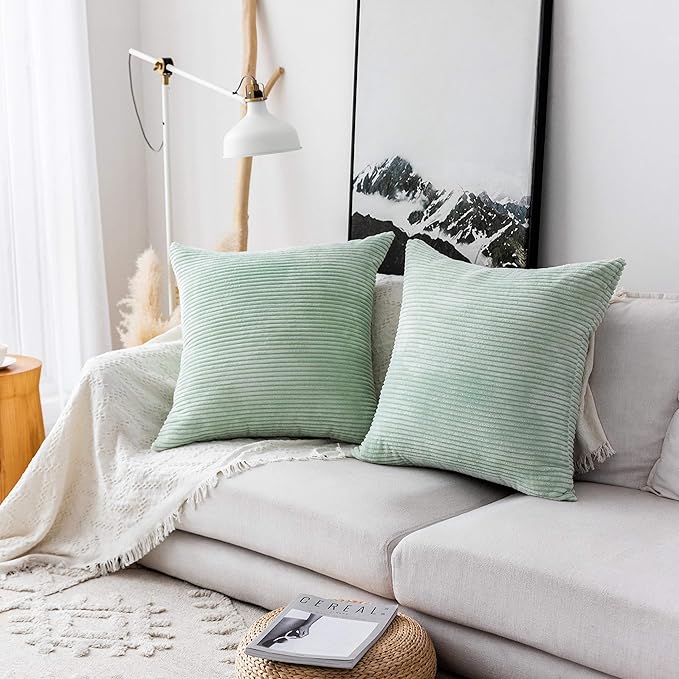 Home Brilliant Decorative Spring Pillow Covers for Couch Sage Green Throw Pillow Covers 45x45 Set of 2 18 x 18 Pillow Cover Sofa Bench Decor, 18x18 inch, Mint