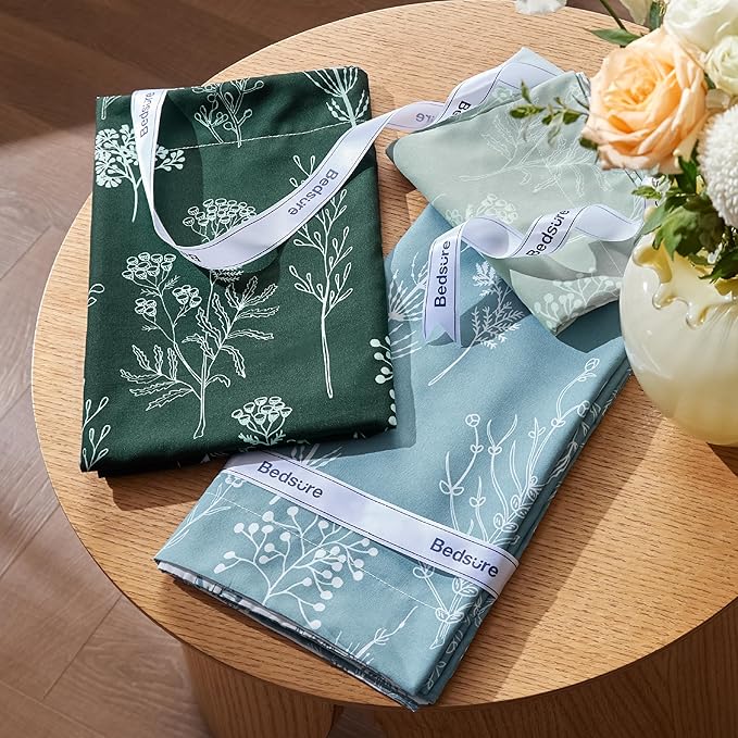 Bedsure Full Comforter Set - Mineral Blue Bed Set, 3 Pieces Cute Floral Bedding, 1 Soft Reversible Botanical Flowers Comforter and 2 Pillow Shams