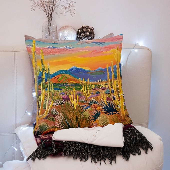 Nogrit Western Pillow Covers - Southwestern Throw Pillows, Desert Decor Vintage Western Decor, 18x18