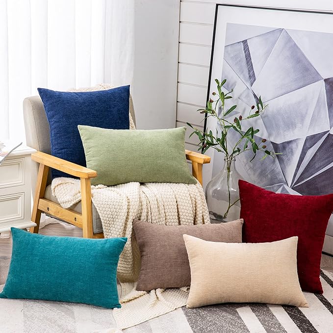 GAWAMAY Decorative Square Throw Pillow Covers 18"x18" Inch Set of 2, Super Soft Chenille Pillows Cover Fall Pillowcase for Living Room Bedroom Sofa Couch Cushion Cover Navy Blue 45x45cm (Only Covers)