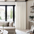 Extra Wide Linen Curtains 90 Inches Long 70 Inch Wide for Living Room Bedroom Light Filtering Cream Natural Pinch Pleated Curtains Neutral Boho Hooks Rings Back Tab Sliding Glass Door 1 Panel 70Wx90L