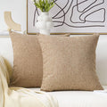 Home Brilliant Linen Throw Pillow Covers 18x18 Burlap Decorative Pillow Covers Farmhouse Throw Pillows for Couch Bench Sofa, Set of 2, 18 x 18 inch, Natural Linen