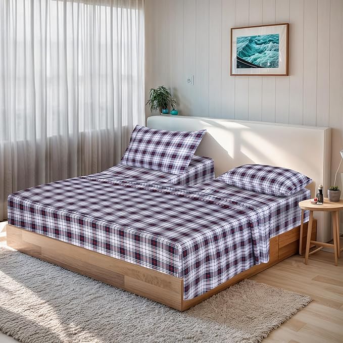 RUVANTI 100% Cotton Split King Sheets Sets for Adjustable Bed, 5 PCs, Soft & Breathable Percale Weave Bedding, Deep Pocket 16", Hotel Standard, Crisp Cool Feel & Durable, Floral Sheet, Prussian
