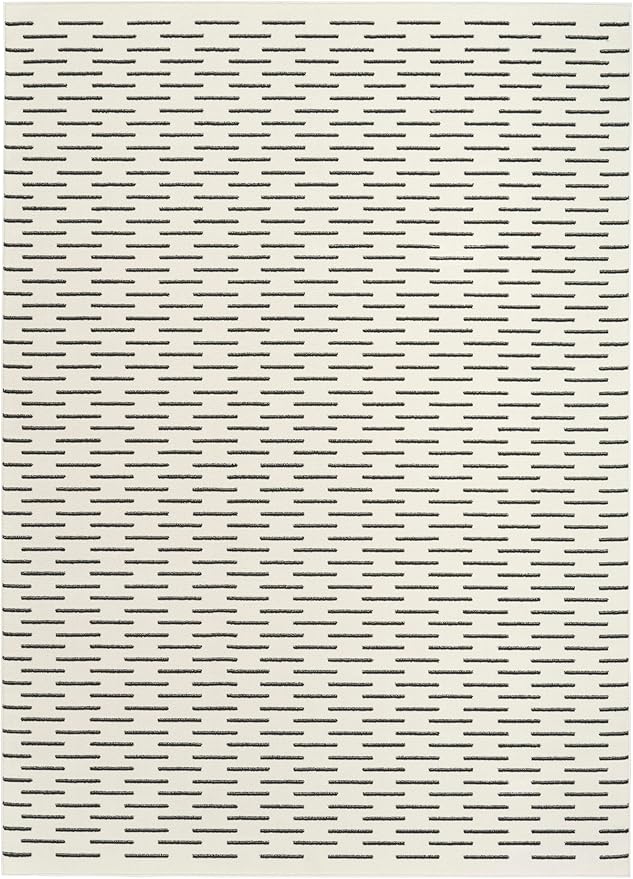 Nourison Home Nordic Ivory Black 5' x 7' Area Rug - Easy Clean, Non Shedding, Bed Room, Living Room, Dining Room, Kitchen (5' x 7')