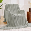 inhand Throw Blanket for Couch Bed,Chunky Chenille Woven Soft Blankets with Tassels, Cozy Boho Farmhouse Fall Winter Decor,Warm for Women,60"x80",Medium Thick-Light Grey
