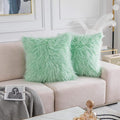 Home Brilliant Mint Throw Pillows for Couch Pillow Covers 20x20 Set of 2 Decorative Mongolian Faux Fur Cushion Cover Winter Decor, 50cm x 50cm