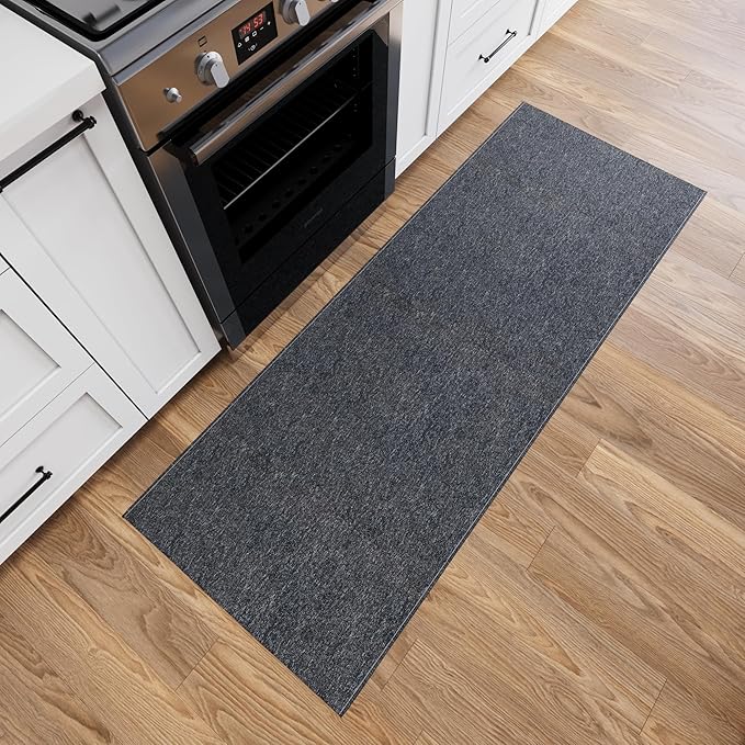 Ottomanson 2' x 9' Ultra-Thin Hallway Runner Rug - Durable Non-Slip Carpet for High-Traffic Areas - Fits Under Doors for Seamless Entry - Ideal for Kitchen, Entryway, Bedroom & Living Room, Black