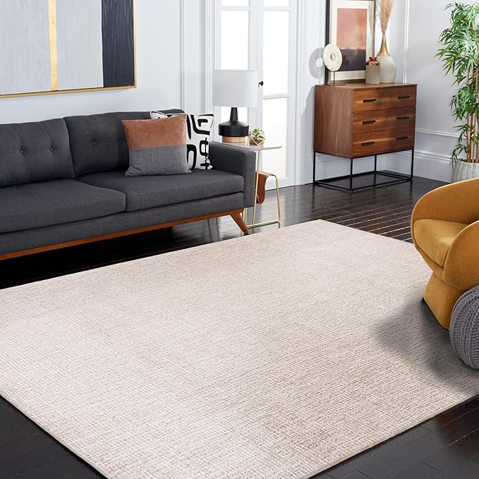 SAFAVIEH Area Rug 8x10 - Abstract Collection - Large - Ivory & Grey, Handmade Wool, Ideal for Living Room, Bedroom, Office, Dining Space (ABT468G)