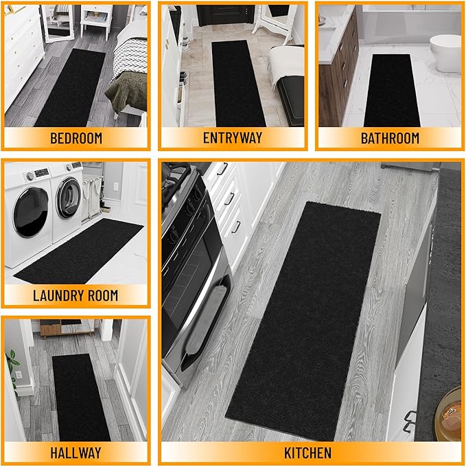 Ottomanson 3' x 4' Shaggy Area Rug - Plush & Cozy Non-Slip Carpet for Bedroom, Living Room & Nursery - Non Shedding & Durable for High-Traffic Areas, Black