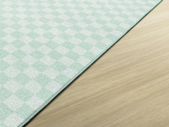 Flagship Carpets Schoolgirl Style Mint Checkerboard Educational Area Rug for Kids Room Seating Décor, Children's Classroom, Play Carpet for Teaching and Playroom, 5' x 7'6", Green
