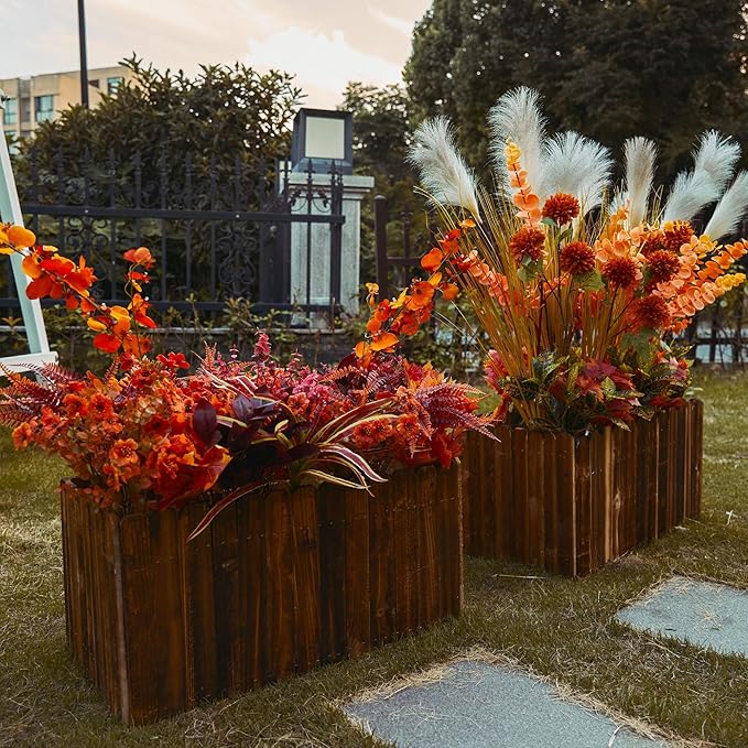 PARTY JOY 15 Bunches Artificial Fall Flowers Faux Fake Orchid Autumn Plants Flowers for Outdoors Thanksgiving Autumn Decor Decorations for Home