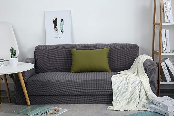 TangDepot Handmade Decorative Solid 100% Cotton Canvas Throw Pillow Covers/Pillow Shams, (12"x20", Olive Green)