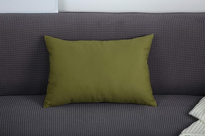 TangDepot Handmade Decorative Solid 100% Cotton Canvas Throw Pillow Covers/Pillow Shams, (12"x20", Olive Green)