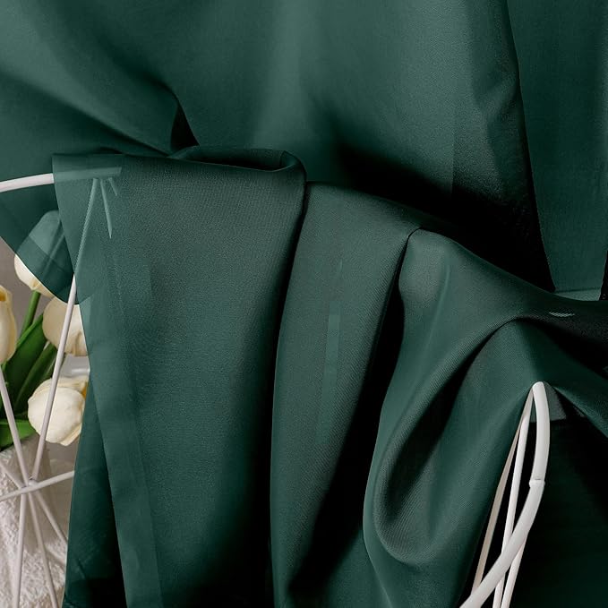Aiyufeng Hunter Green Sheer Curtain Drapes 90 Inch Length 2 Panels for Living Room, Light Filtering Voile Green Drapes for Bedroom, Patio, Sliding Door, Each 42" W x 90" L