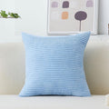 Home Brilliant Blue Throw Pillow for Couch Stripe Velvet Corduroy Euro Sham 24 x 24 Throw Pillow Cover for Sofa, 24 x 24 inch (60cm), Baby Boy Blue