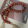 Handcrafted Farmhouse Wooden Decorative Beads Garland, Table Tray Boho Wood Beads with Tassel, Small Rustic Antique Decor for Home and Events (Rustic Red)
