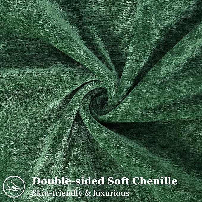 decorUhome Christmas Couch Throw Pillow Covers 26x26 Set of 2, Decorative Soft Euro Neutral Chenille Pillow Covers with Elegant Design for Sofa Bed Living Room Home Decor, Green