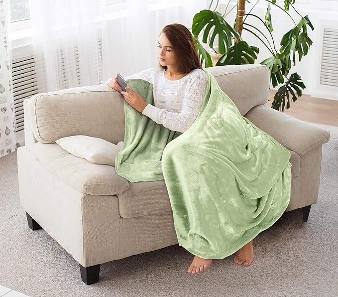 Utopia Bedding Fleece Blanket Throw Size Sage Green 300GSM Luxury Anti-Static Fuzzy Soft Microfiber Blanket for Couch, Sofa and Bed (60x50 Inch)